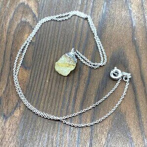 Citrine Pendant Necklace Silver Tone 18 Inch Length